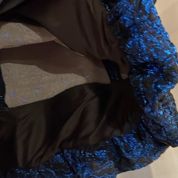 NWT Zara Festive Season Ruffle Metallic Blue On Black Belted Mini Skirt - Picture 6 of 12